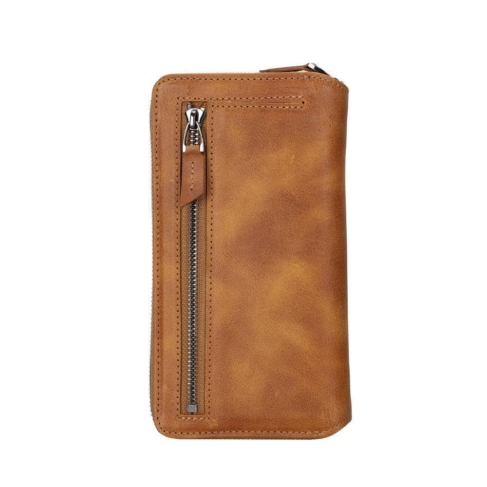 Pouch Magic Wallet iPhone 14 Series Detachable and Zipper Genuine Leather Wallet Case