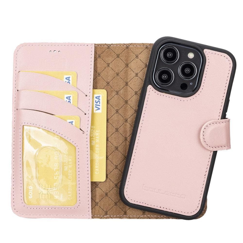 Magic iPhone 14 Series Detachable Colorful Genuine Leather Wallet Case