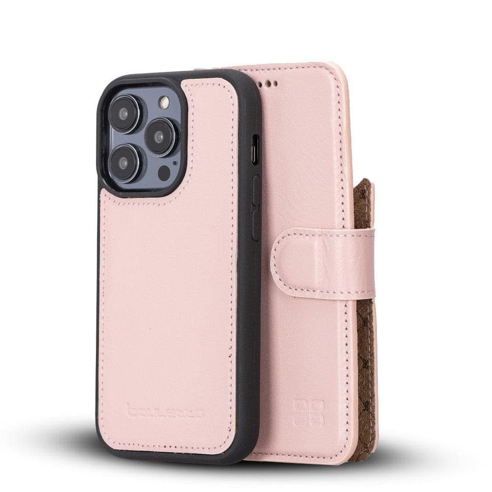 Magic iPhone 14 Series Detachable Colorful Genuine Leather Wallet Case