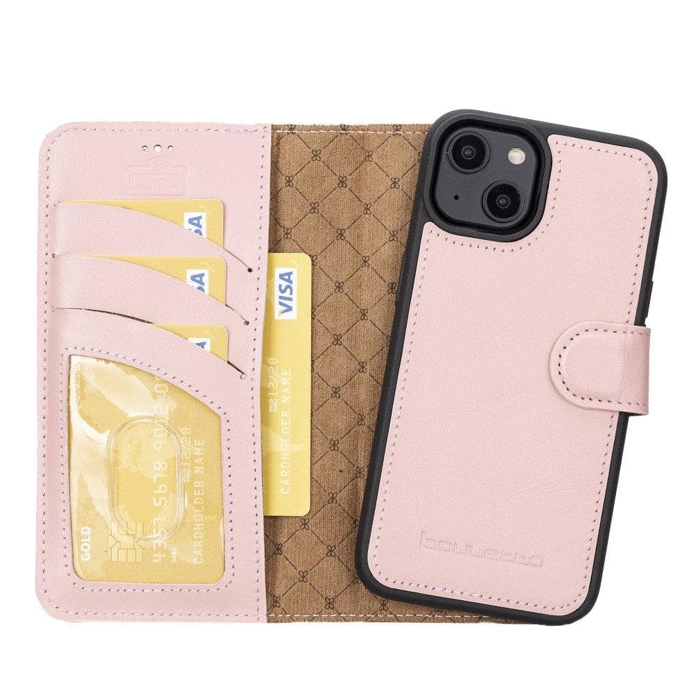 Magic iPhone 14 Series Detachable Colorful Genuine Leather Wallet Case