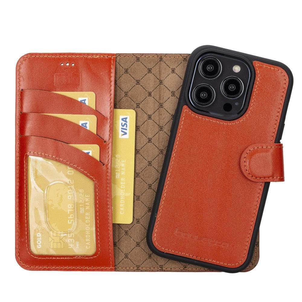 Magic iPhone 14 Series Detachable Colorful Genuine Leather Wallet Case