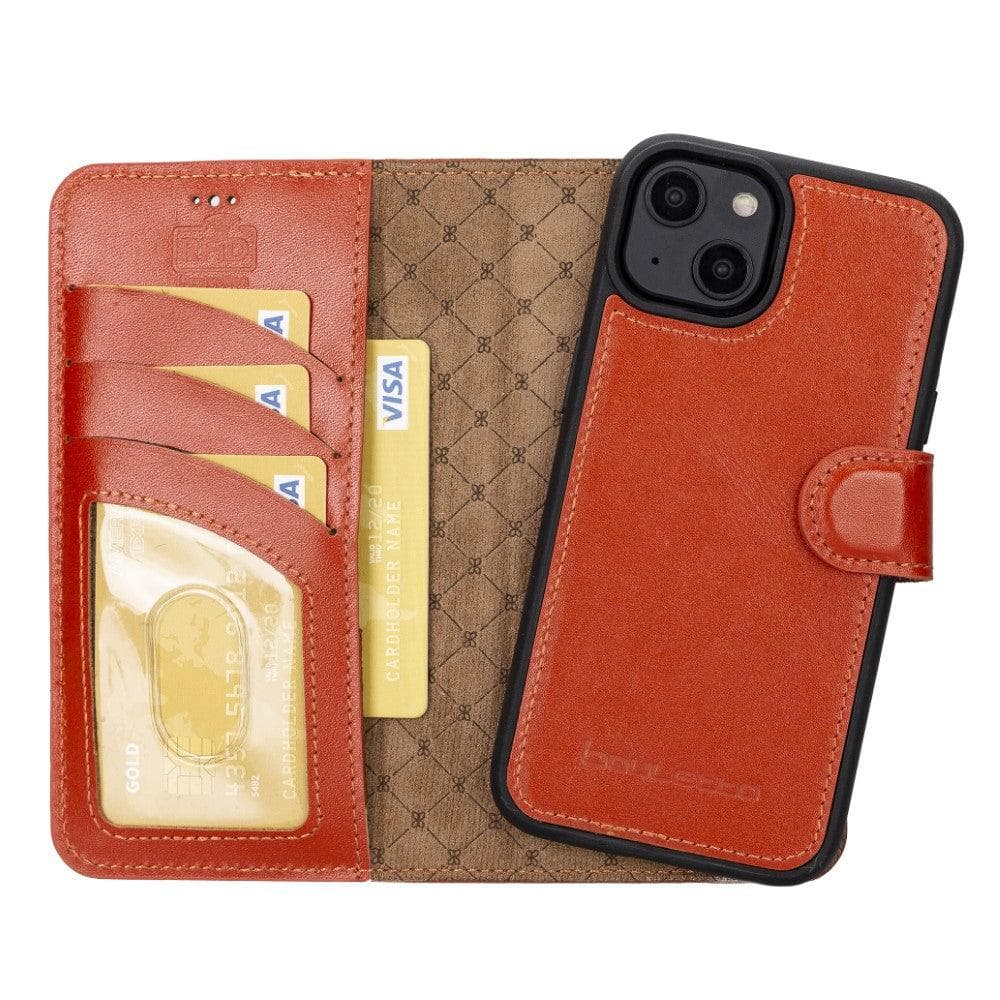 Magic iPhone 14 Series Detachable Colorful Genuine Leather Wallet Case