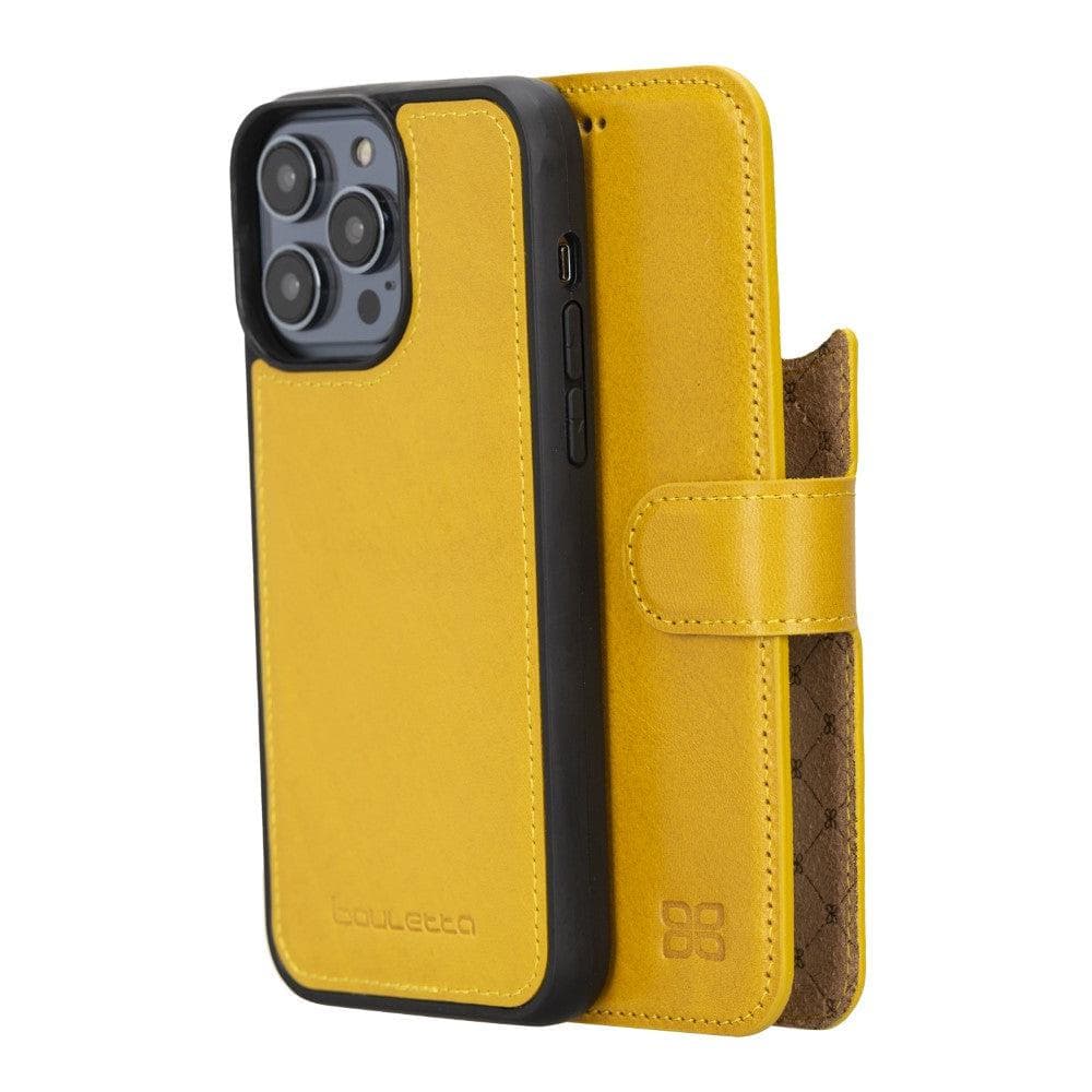 Magic iPhone 14 Series Detachable Colorful Genuine Leather Wallet Case