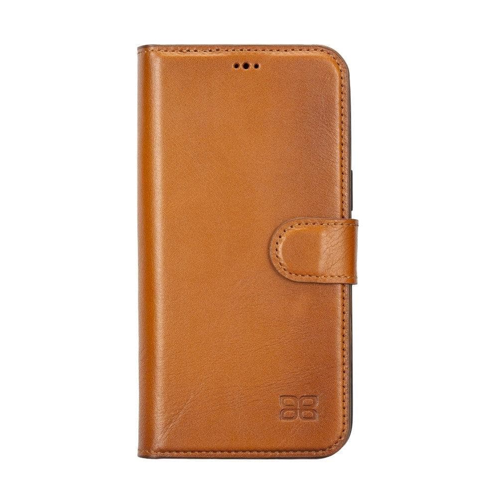 Magic iPhone 14 Series Detachable Darker Color Genuine Leather Wallet Case