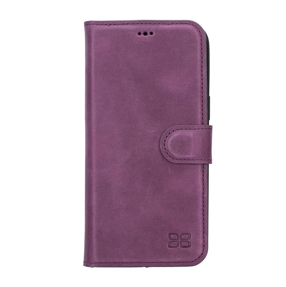 Magic iPhone 14 Series Detachable Darker Color Genuine Leather Wallet Case