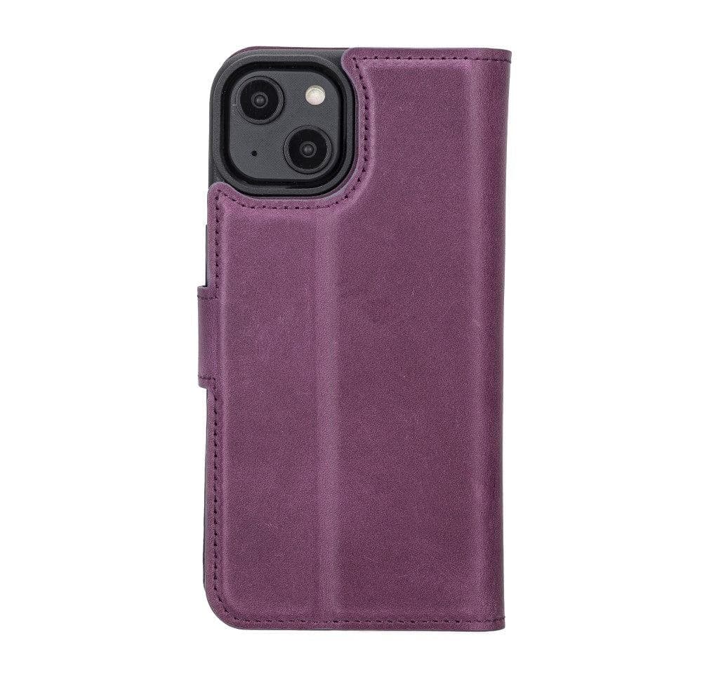 Magic iPhone 14 Series Detachable Darker Color Genuine Leather Wallet Case