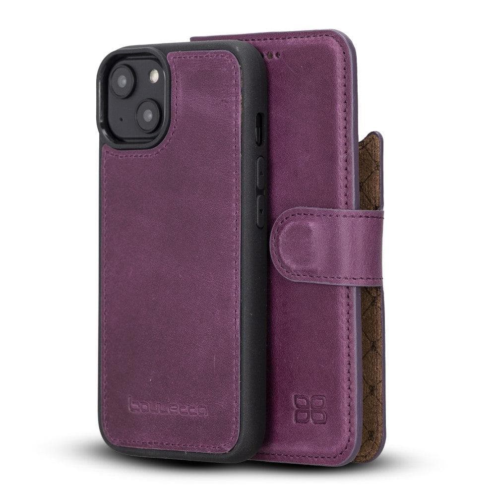 Magic iPhone 14 Series Detachable Darker Color Genuine Leather Wallet Case