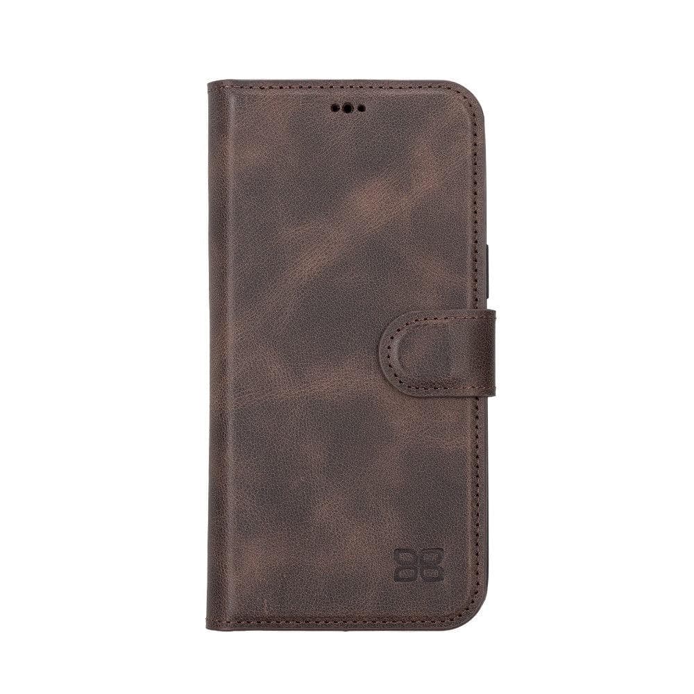 Magic iPhone 14 Series Detachable Darker Color Genuine Leather Wallet Case