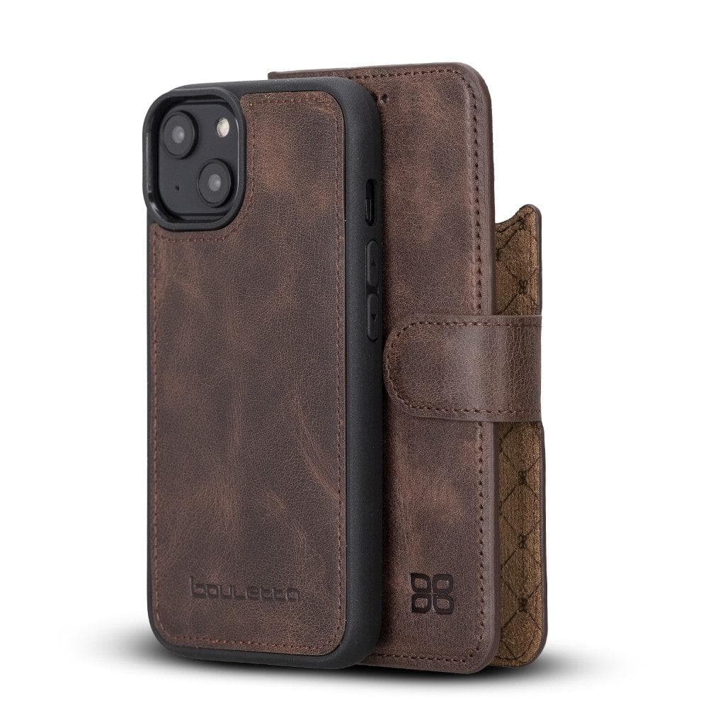 Magic iPhone 14 Series Detachable Darker Color Genuine Leather Wallet Case