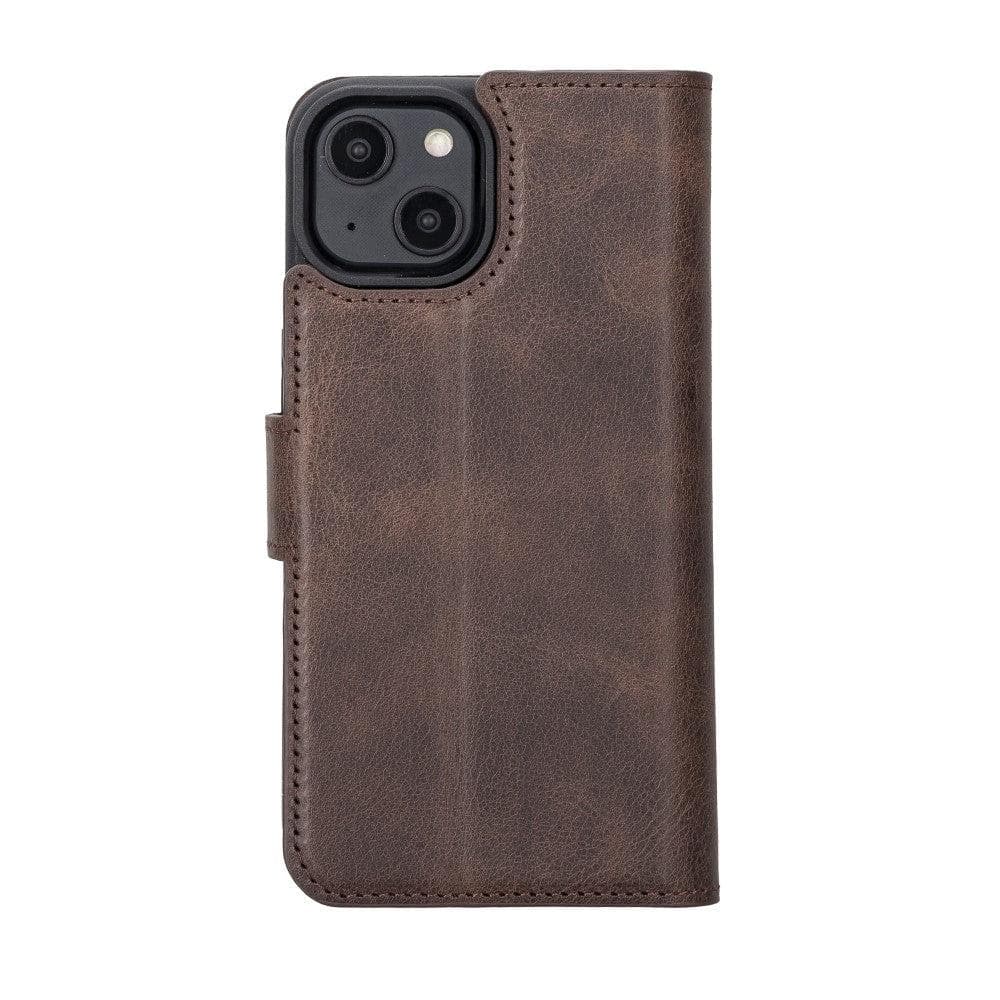 Magic iPhone 14 Series Detachable Darker Color Genuine Leather Wallet Case