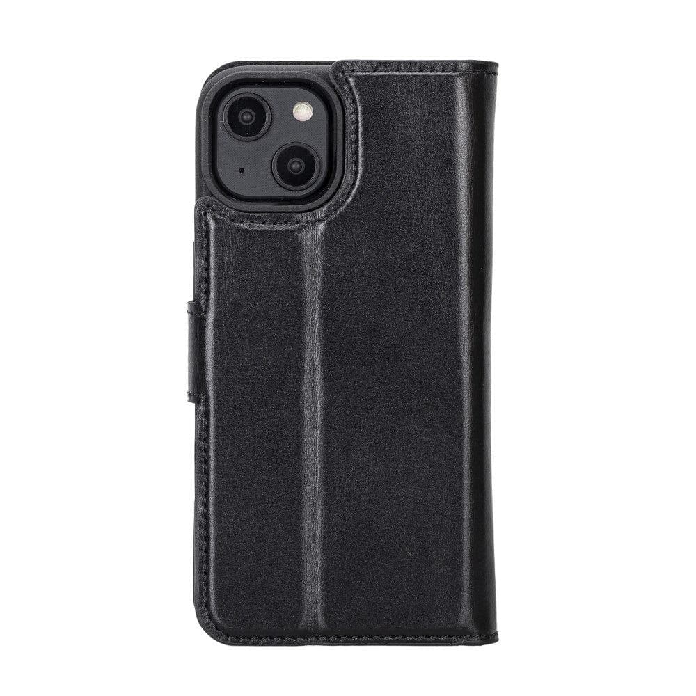 Magic iPhone 14 Series Detachable Darker Color Genuine Leather Wallet Case