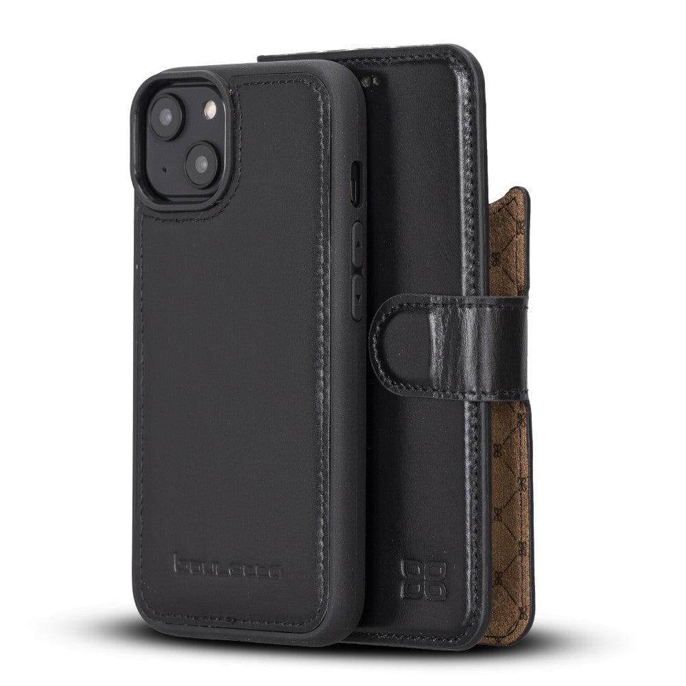 Magic iPhone 14 Series Detachable Darker Color Genuine Leather Wallet Case