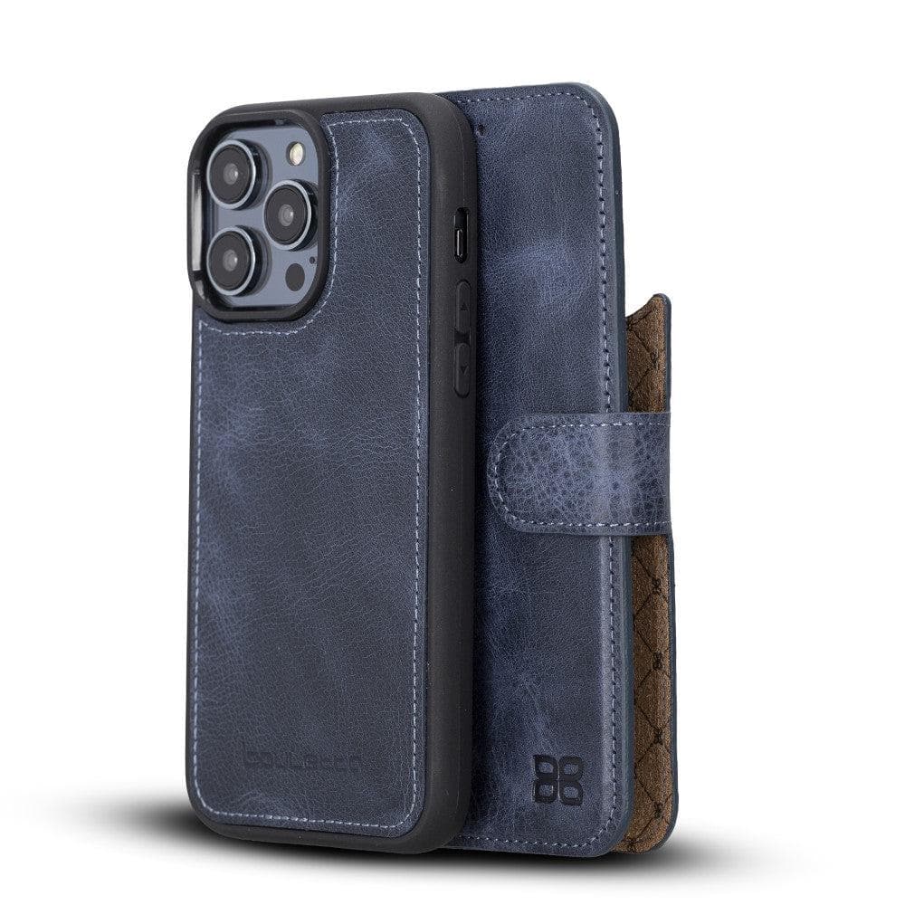 Magic iPhone 14 Series Detachable Darker Color Genuine Leather Wallet Case