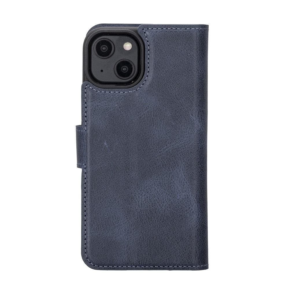 Magic iPhone 14 Series Detachable Darker Color Genuine Leather Wallet Case