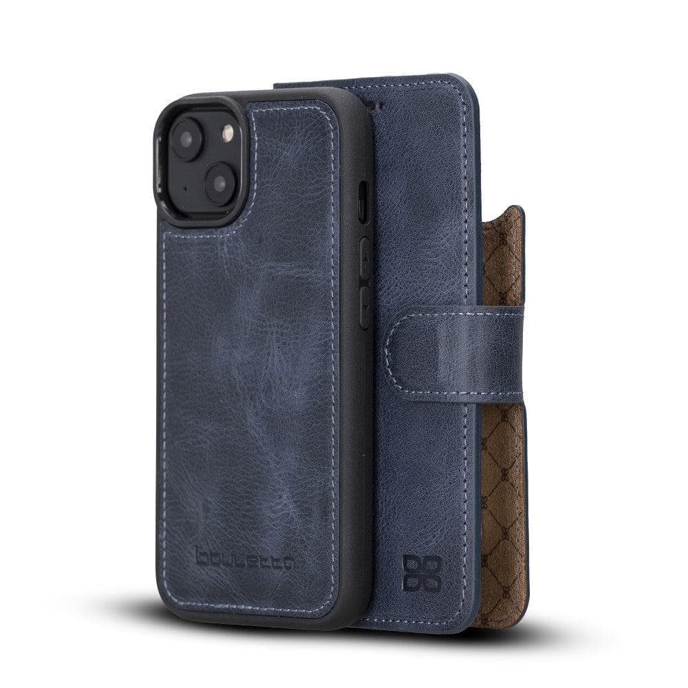 Magic iPhone 14 Series Detachable Darker Color Genuine Leather Wallet Case