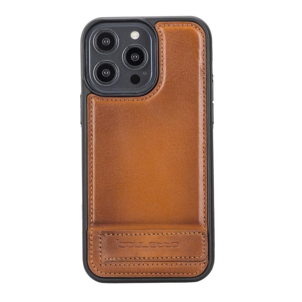 Flex Base iPhone 14 Series Genuine Leather Back Cover with Stand