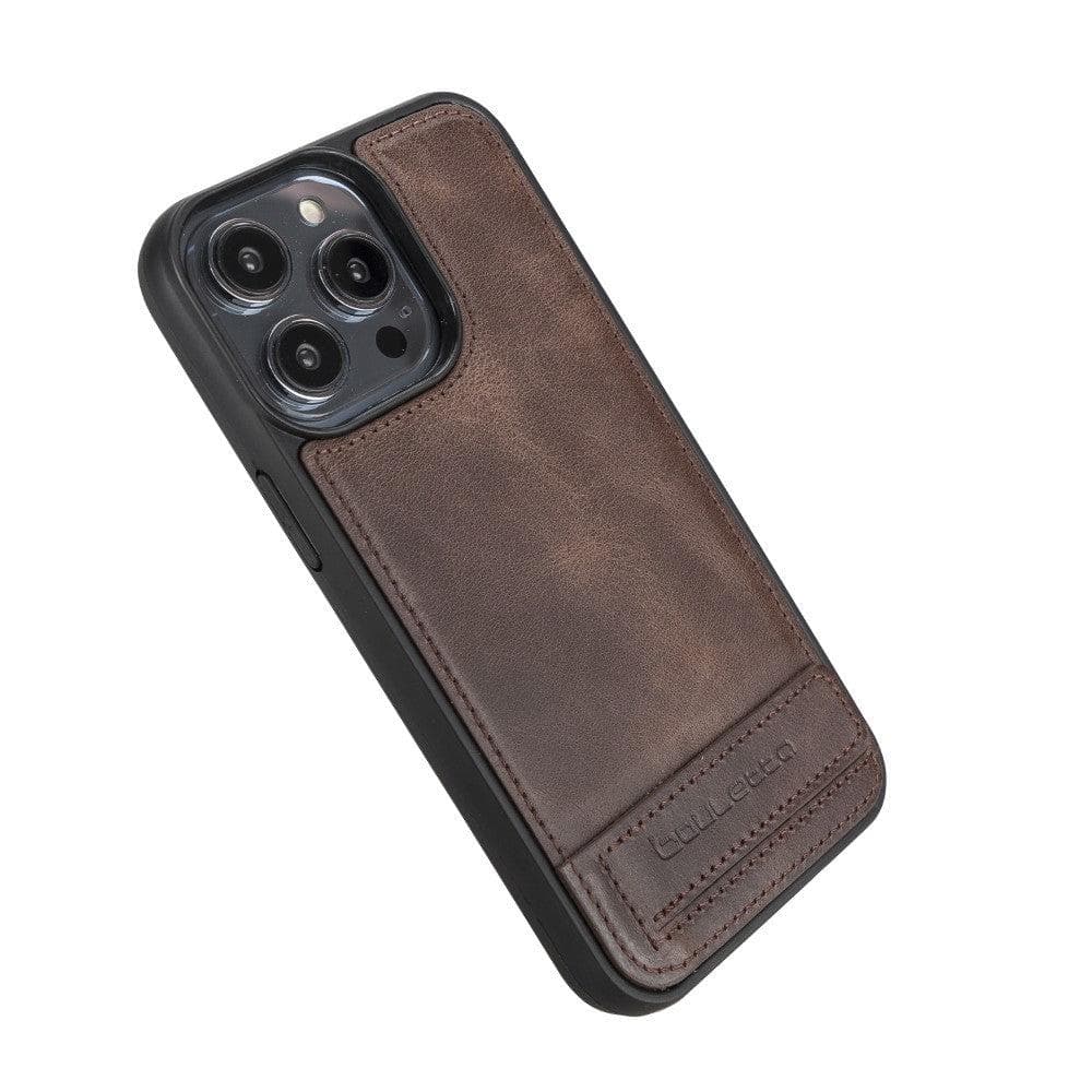 Flex Base iPhone 14 Series Genuine Leather Back Cover with Stand