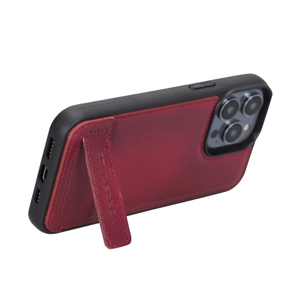 Flex Base iPhone 14 Series Genuine Leather Back Cover with Stand