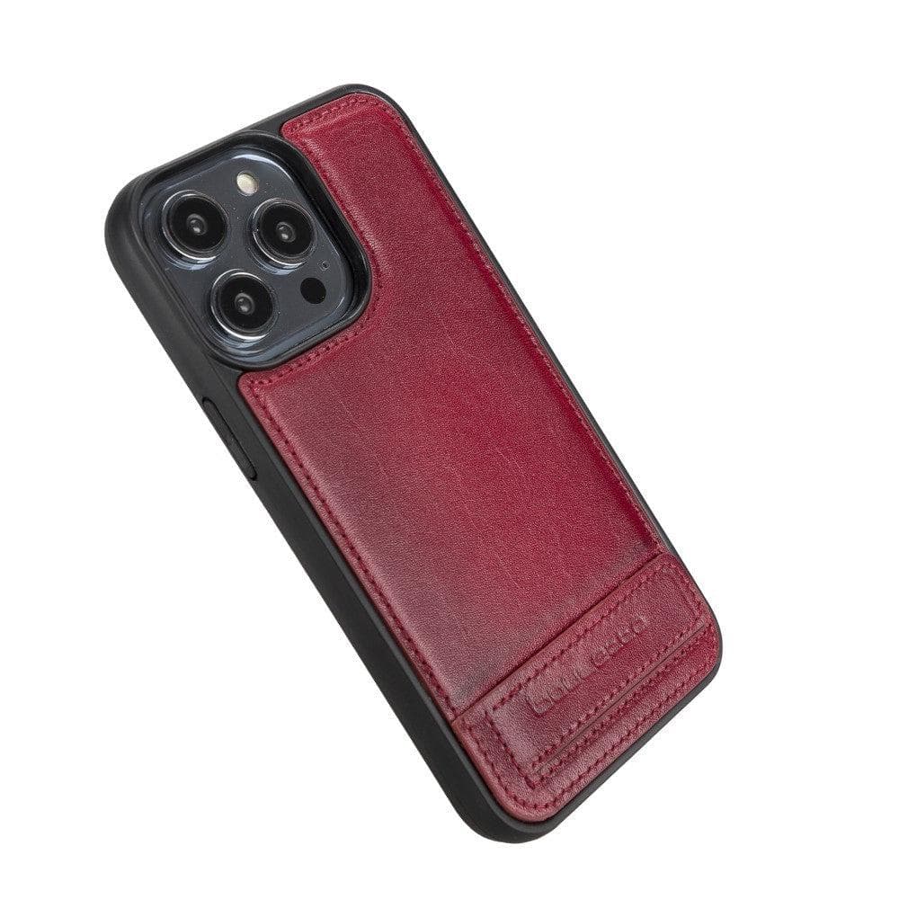 Flex Base iPhone 14 Series Genuine Leather Back Cover with Stand