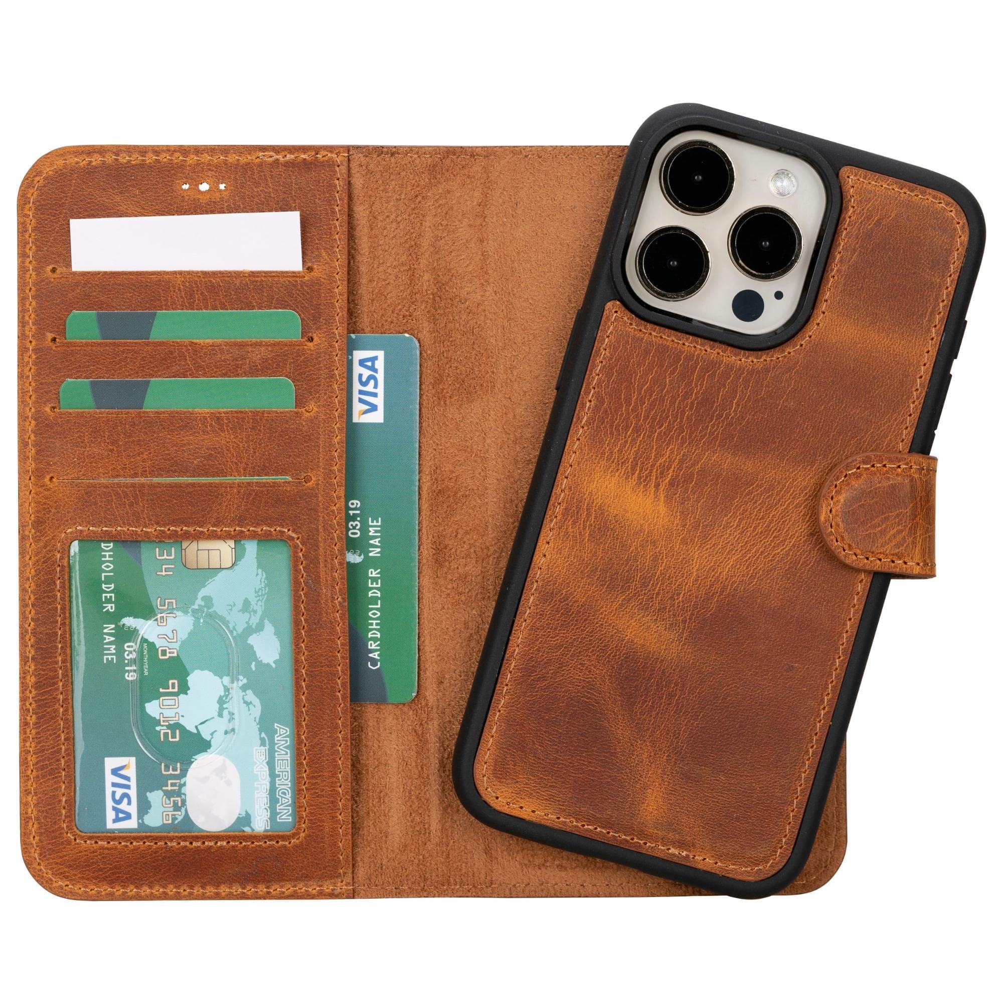 Magic iPhone 15 Plus Detachable Leather Wallet Case