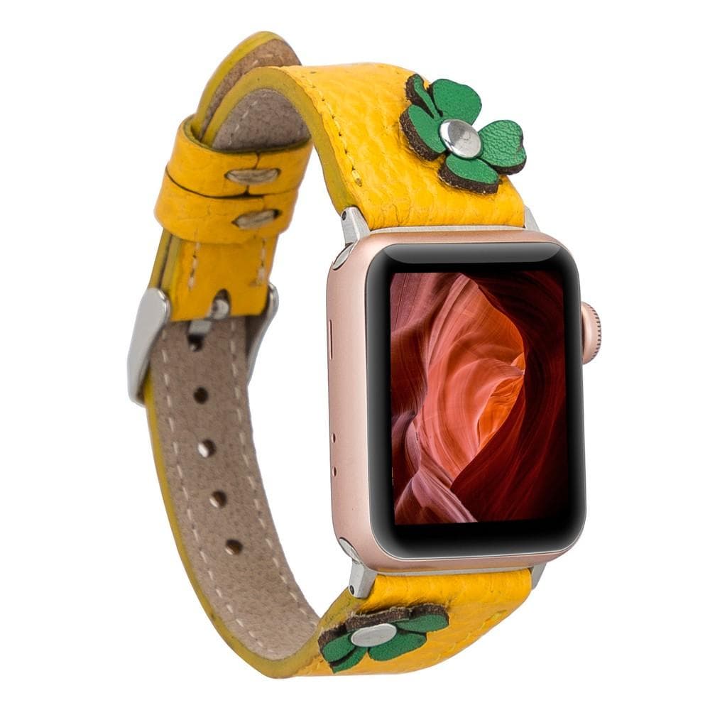 Leather Apple Watch Bands - Classic Slim Flower Style