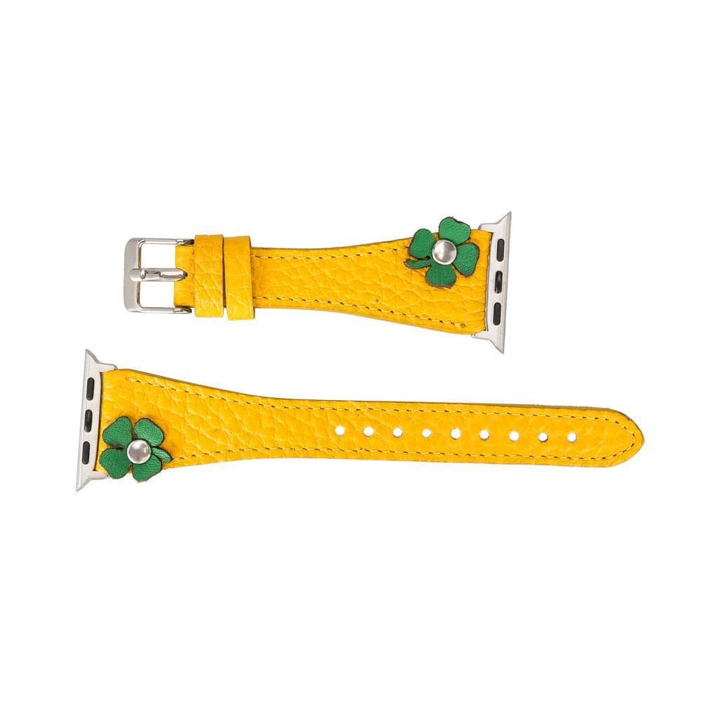 Leather Apple Watch Bands - Classic Slim Flower Style