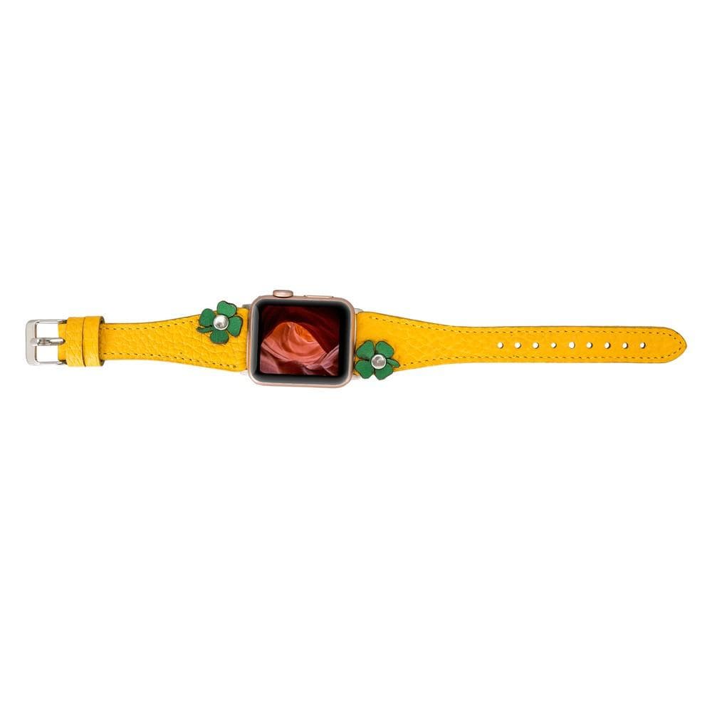 Leather Apple Watch Bands - Classic Slim Flower Style