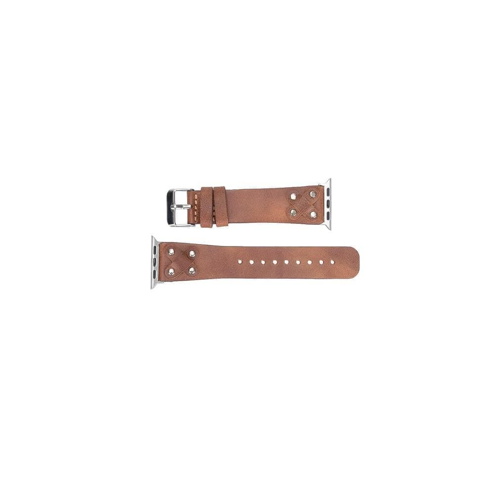 Leather Apple Watch Bands / Cross Style with Silver Trok