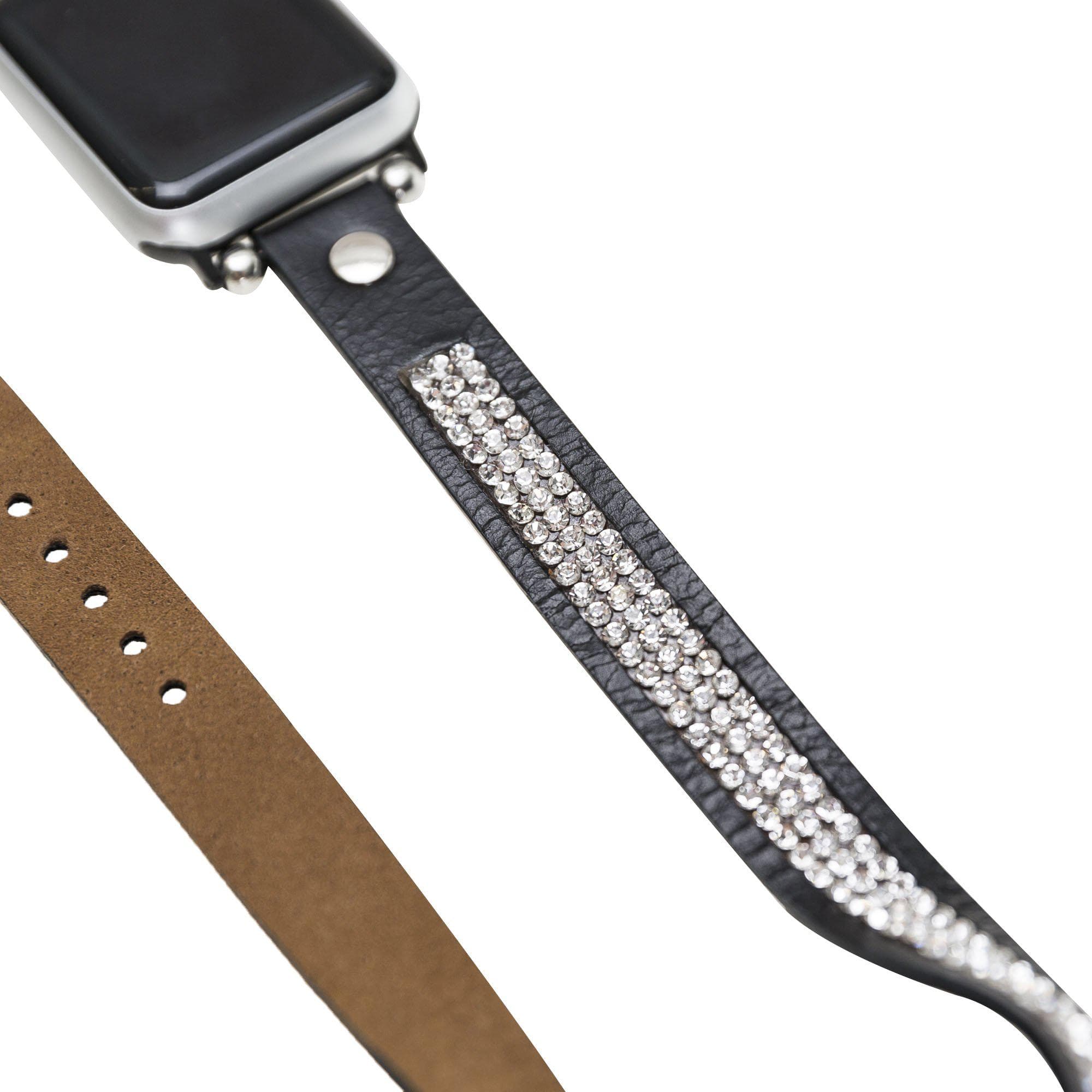 Crystal Ferro Double Tour Style Genuine Leather Apple Watch Bands