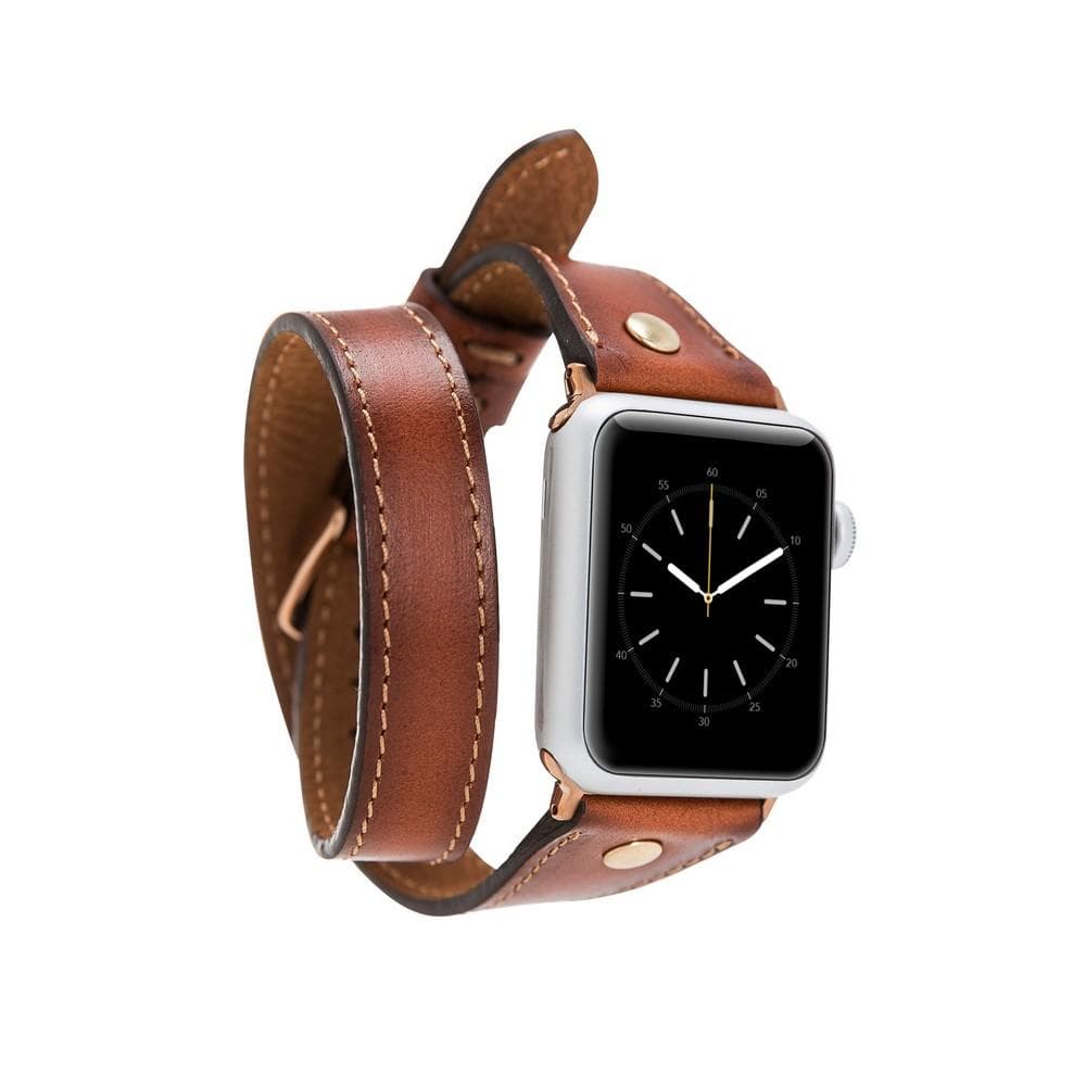 Leather Apple Watch Bands - DTS Double Tour Slim Hector Gold Trok Style