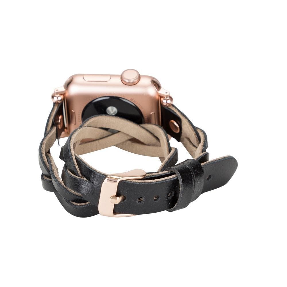 Leather Apple Watch Bands - Ferro Braided DT Peggy Rose Gold Trok Style