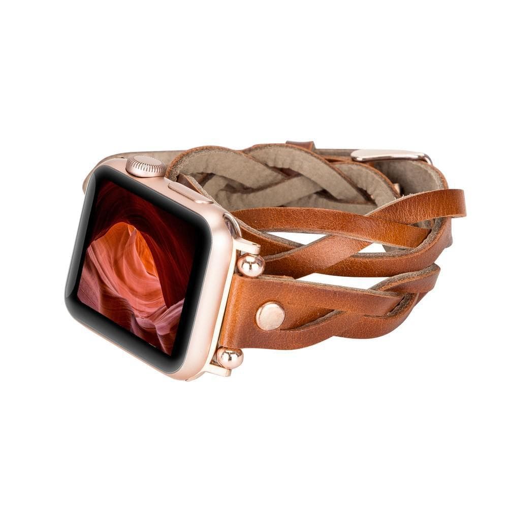 Leather Apple Watch Bands - Ferro Braided DT Peggy Rose Gold Trok Style