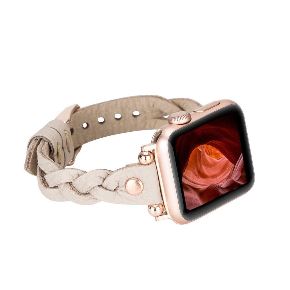 Leather Apple Watch Bands - Ferro Braided Wanda Rose Gold Trok Style