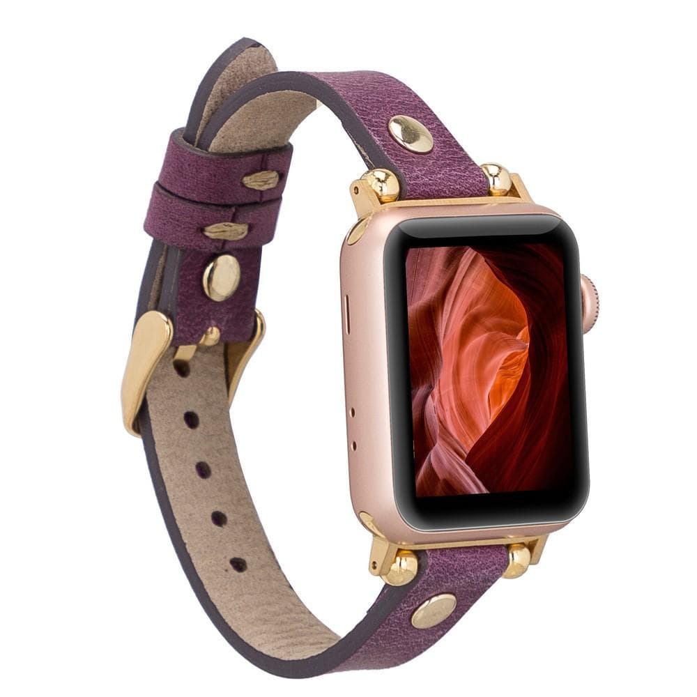 Leather Apple Watch Bands - Ferro Gold Trok Style