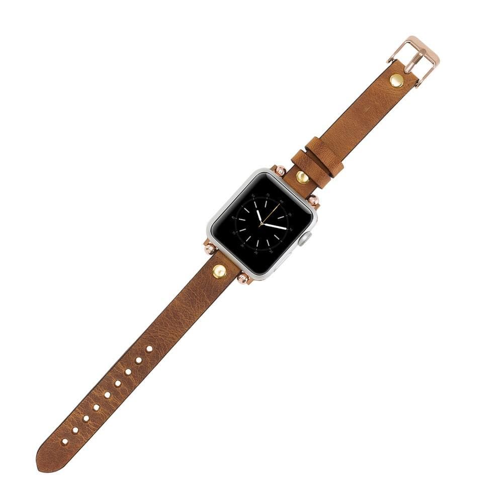 Leather Fitbit Watch Bands - Ferro Gold Trok Style