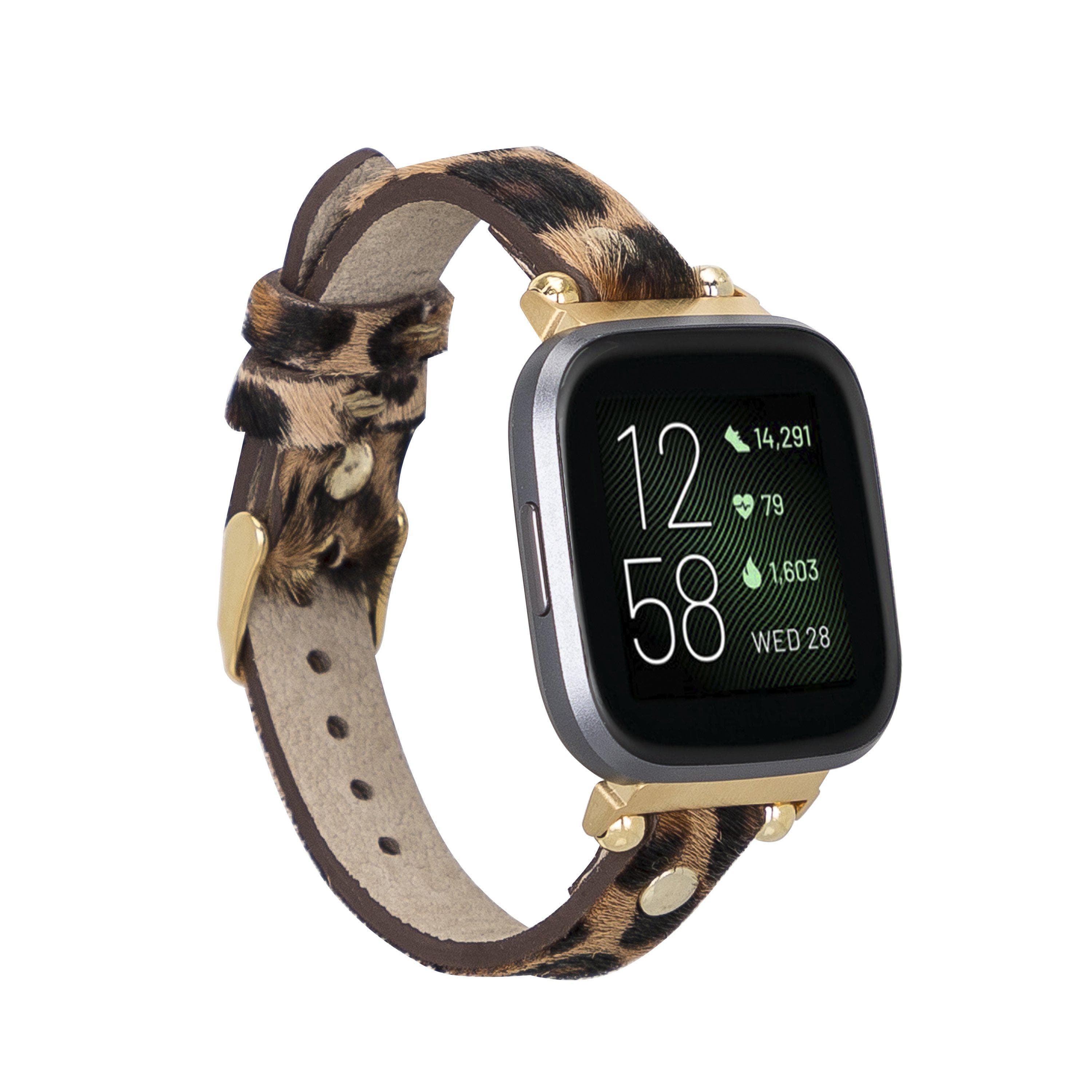 Leather Fitbit Watch Bands - Ferro Gold Trok Style