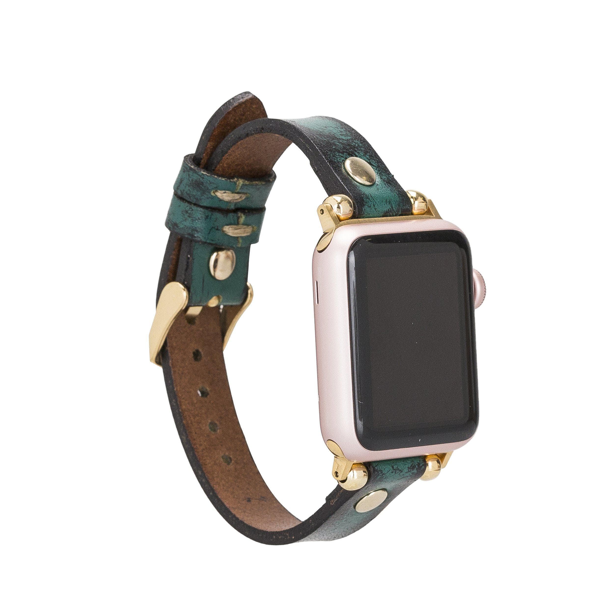 Leather Apple Watch Bands - Ferro Gold Trok Style