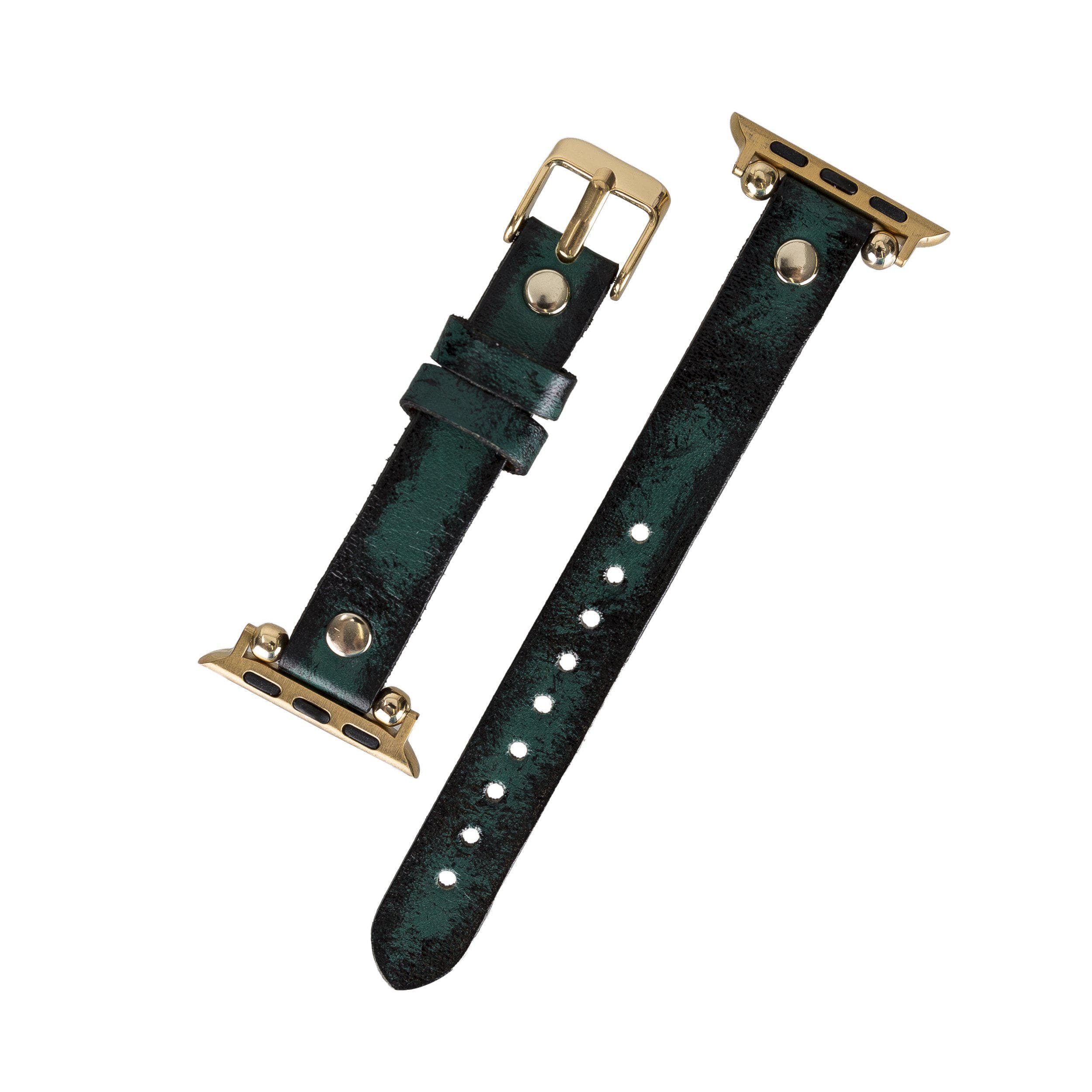 Leather Fitbit Watch Bands - Ferro Gold Trok Style