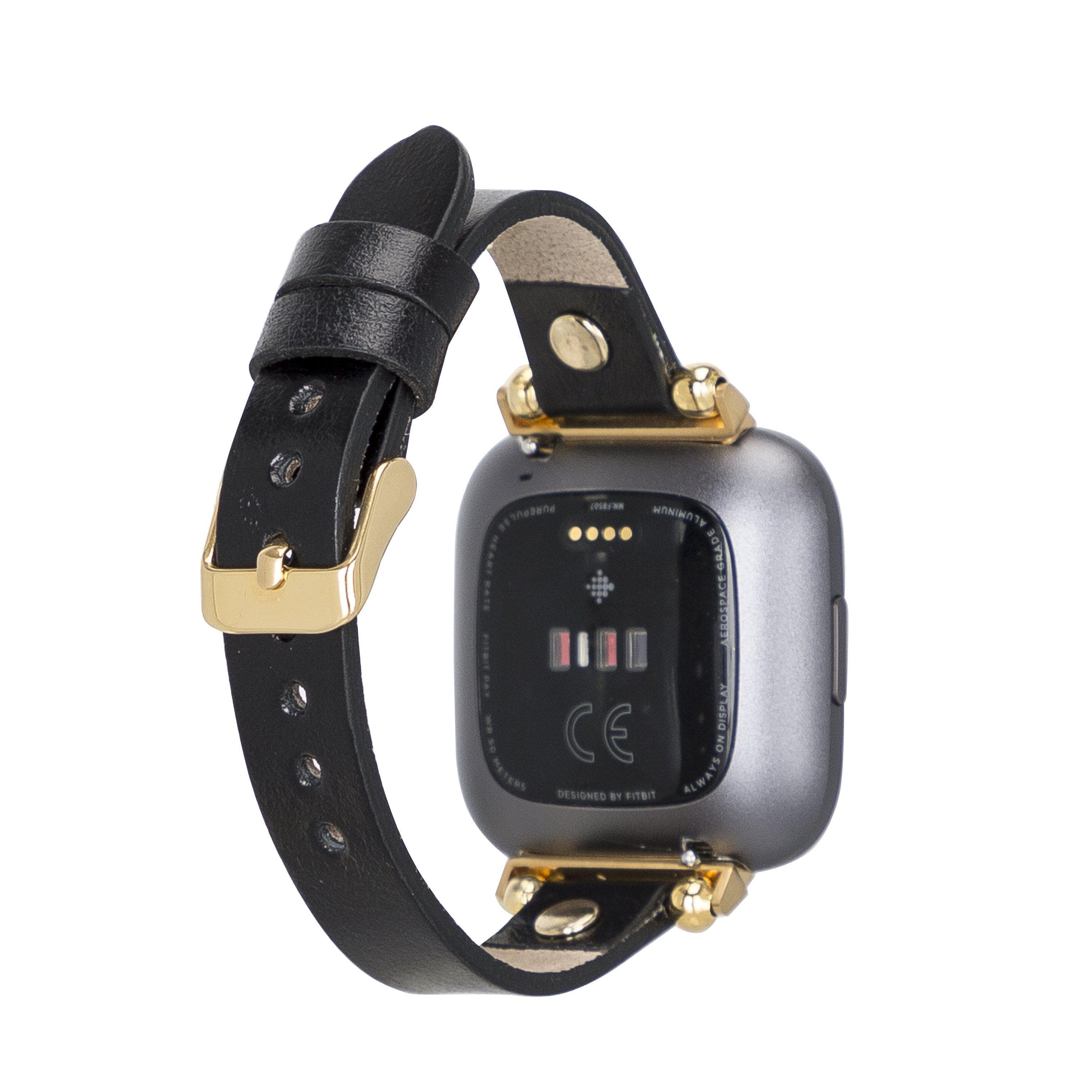 Leather Fitbit Watch Bands - Ferro Gold Trok Style