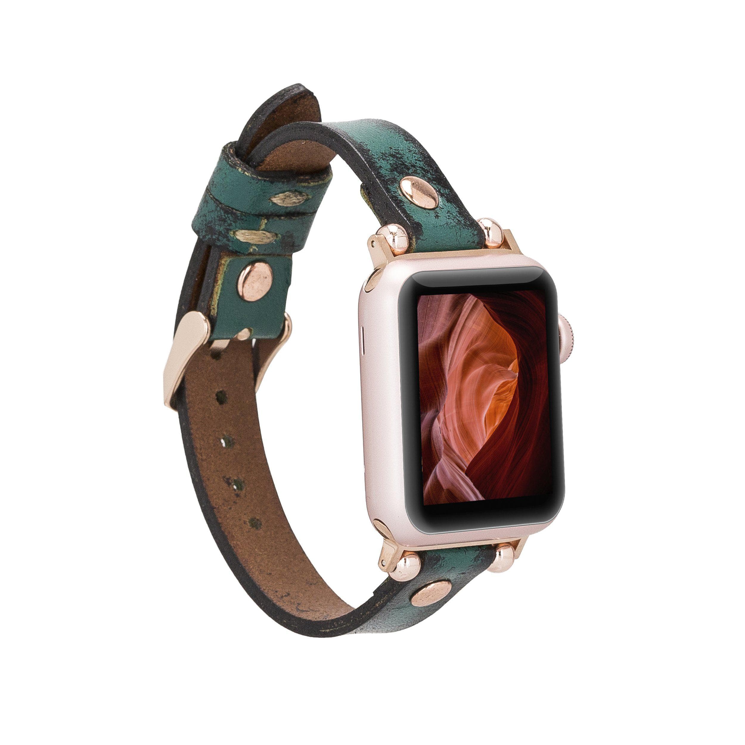 Leather Apple Watch Bands - Ferro Rose Gold Trok Style