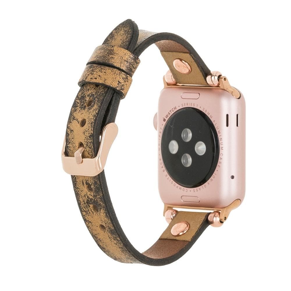 Leather Apple Watch Bands - Ferro Rose Gold Trok Style