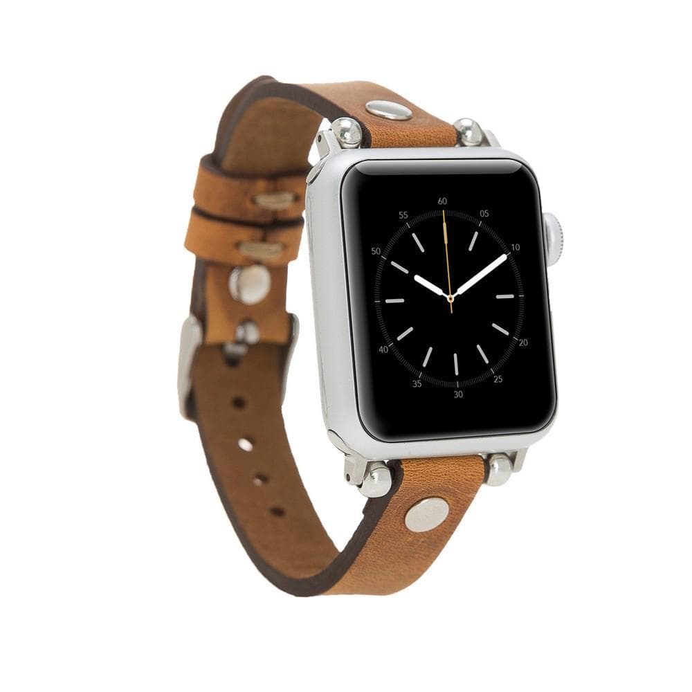 Leather Apple Watch Bands - Ferro Silver Trok Style