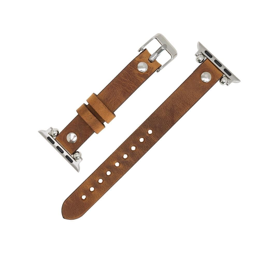 Leather Apple Watch Bands - Ferro Silver Trok Style