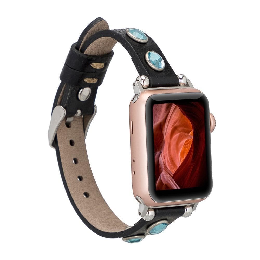 Leather Apple Watch Bands - Ferro Solitare Diamond Style