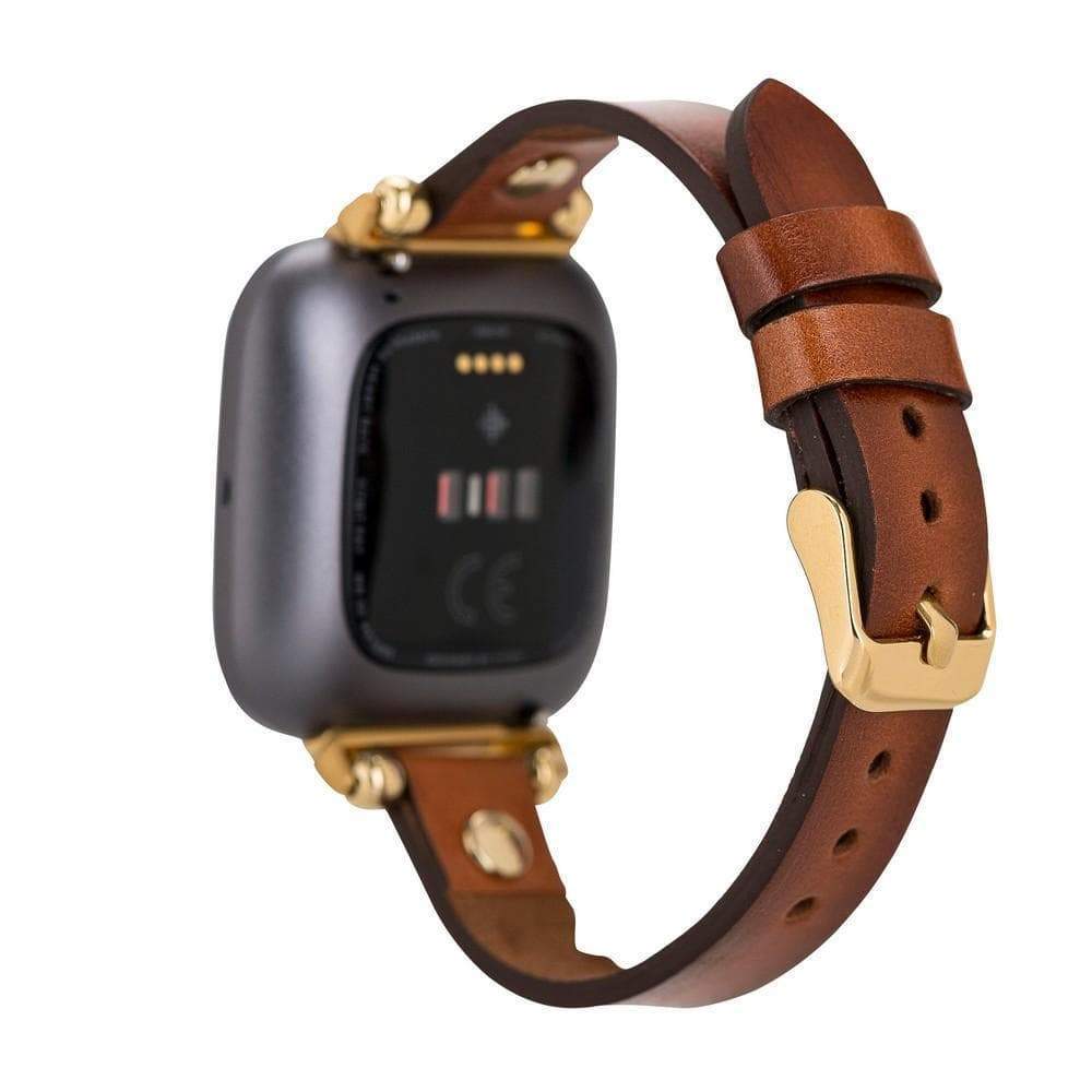 Leather Fitbit Watch Bands - Ferro Gold Trok Style