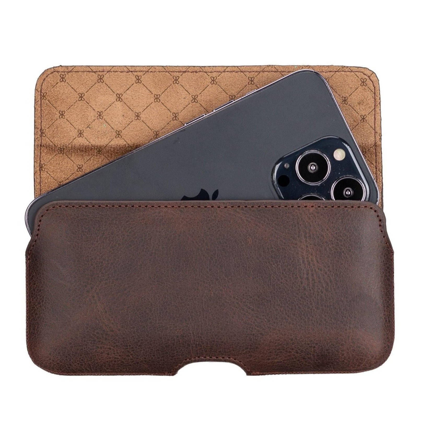 Aslant Belt Attachable Genuine Leather Phone Case