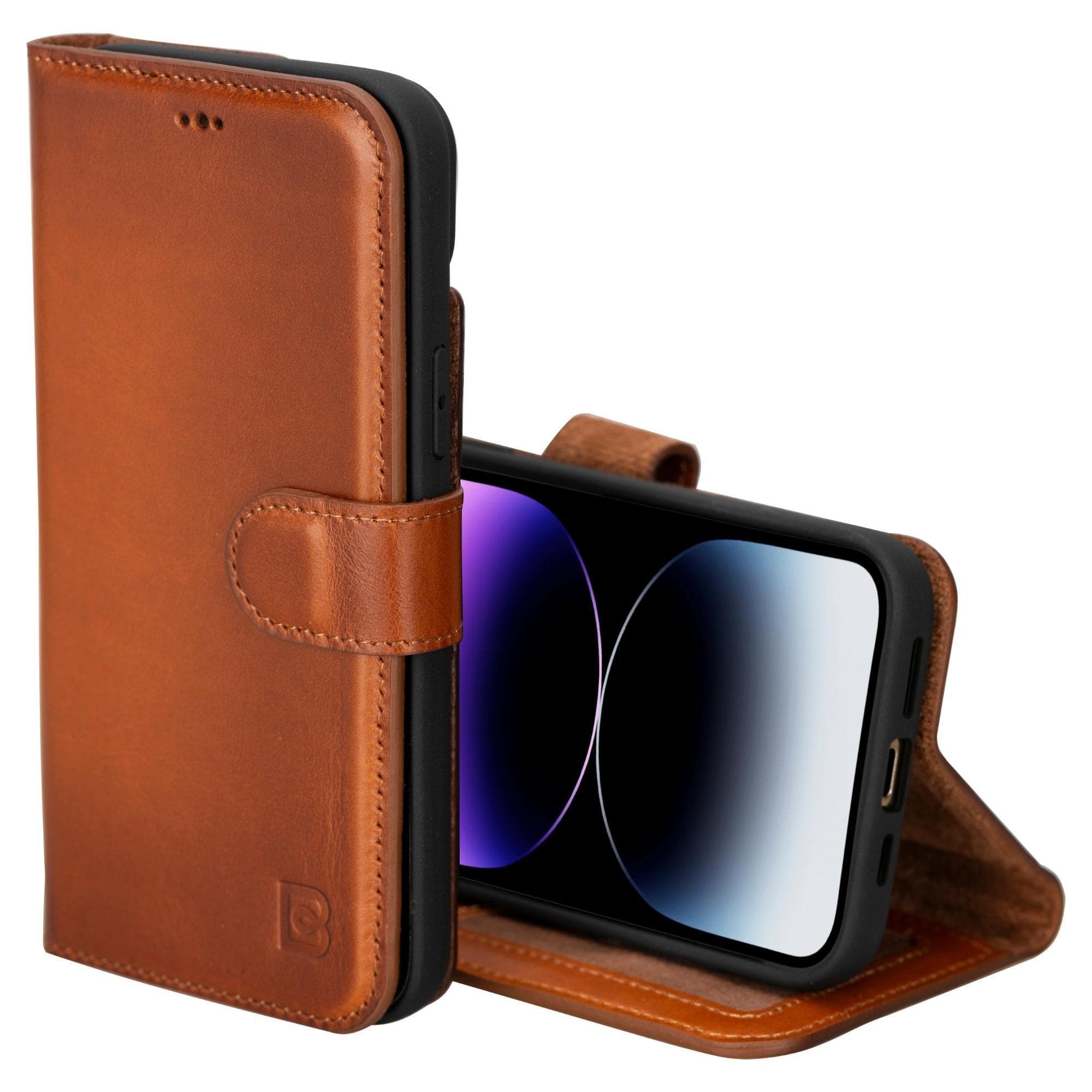 Magic iPhone 15 Pro Max Detachable Genuine Leather Wallet Case