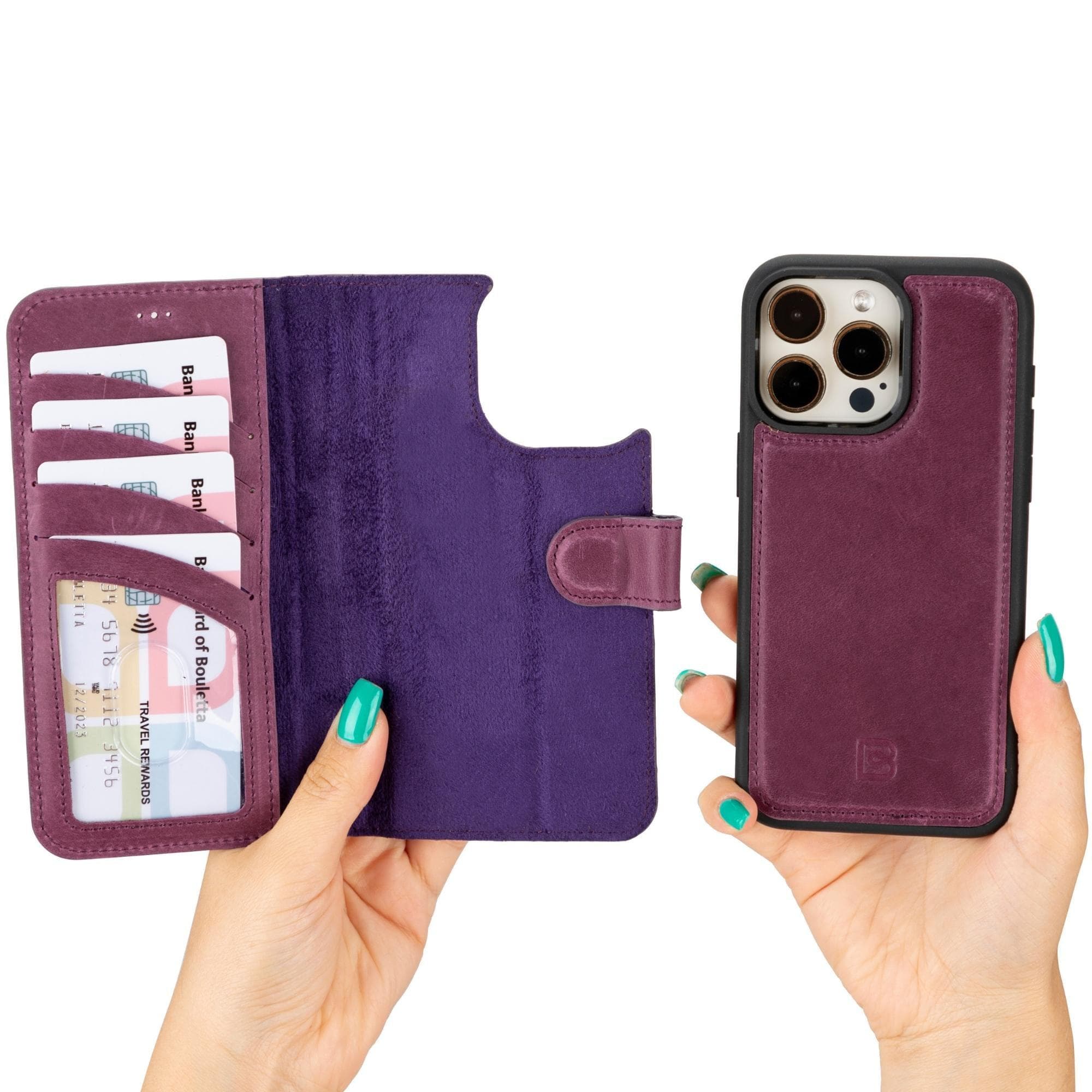 Magic iPhone 15 Series Detachable Genuine Leather Wallet Case