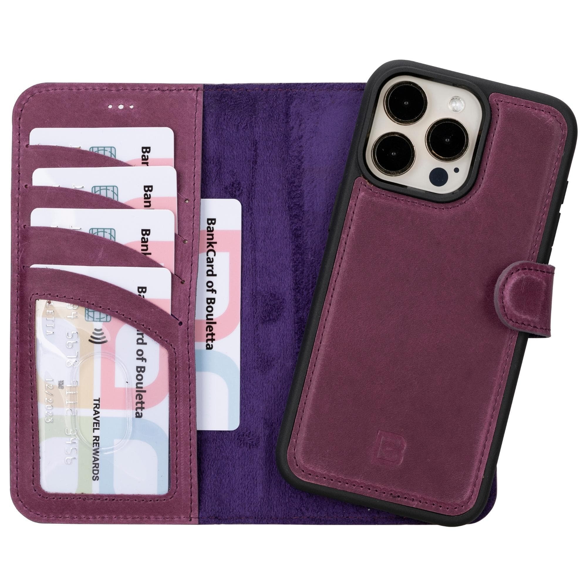 Magic iPhone 15 Series Detachable Genuine Leather Wallet Case