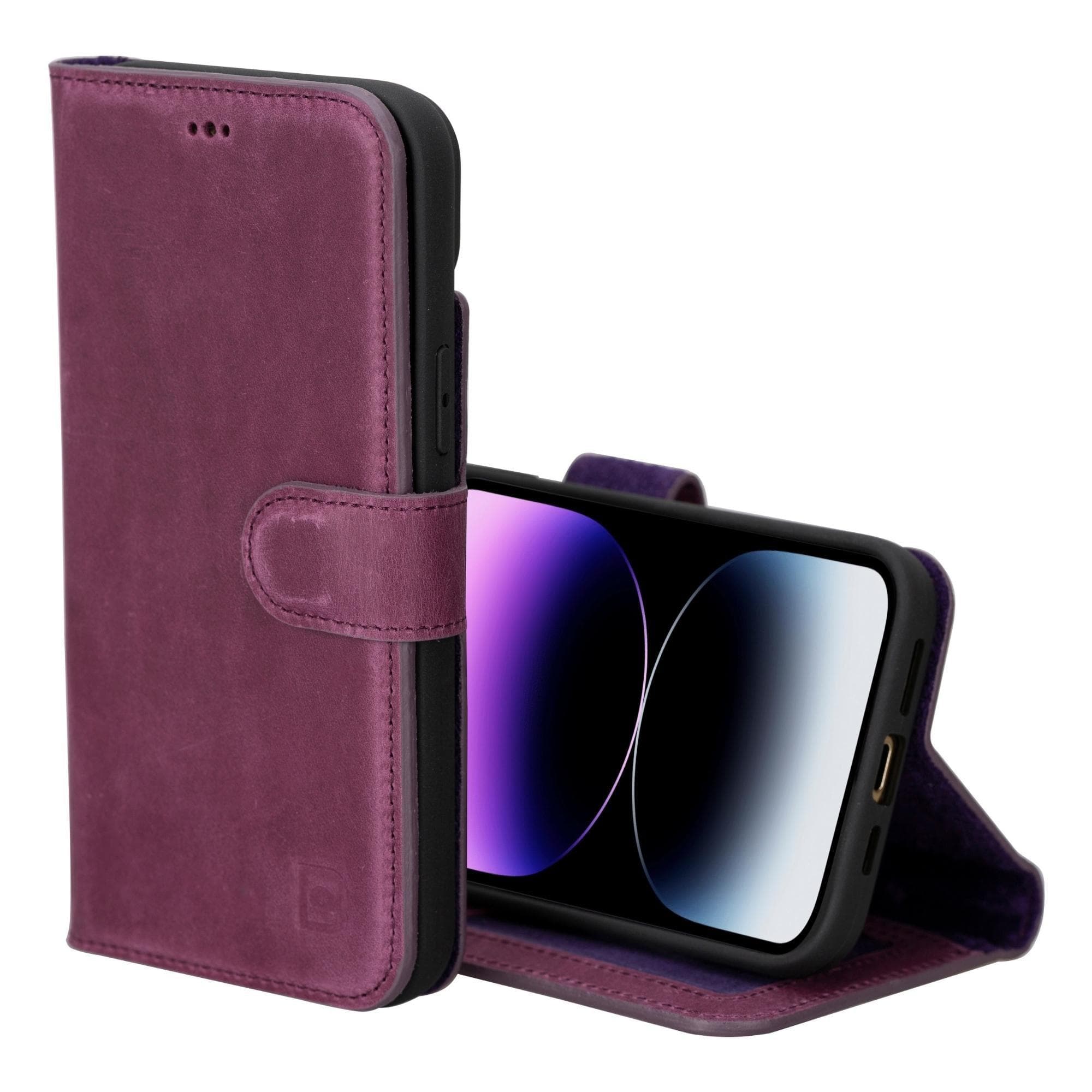 Magic iPhone 15 Pro Max Detachable Genuine Leather Wallet Case